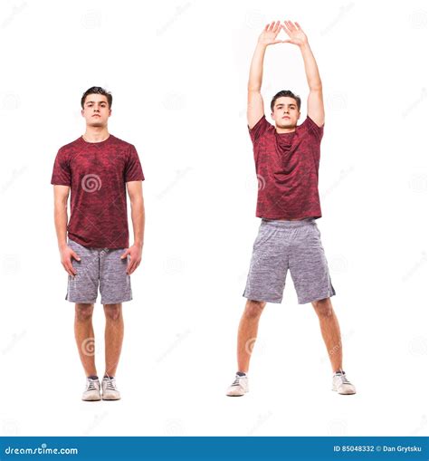 Jumping Jacks Young Man Doing Sport Exercise Stock Photo Image Of