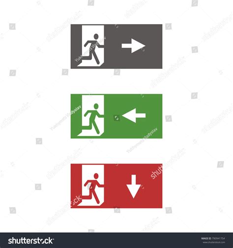 Vector Fire Emergency Icons Signs Evacuations Stock Vector Royalty