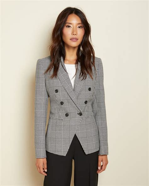 Fitted Double Breasted Houndstooth Blazer RW CO
