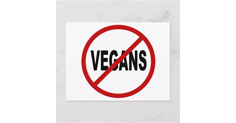 Hate Vegansno Vegans Allowed Sign Statement Postcard
