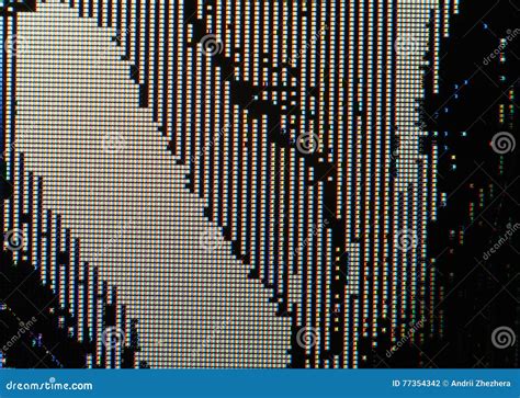 Broken Lcd Screen Closeup Image Macro Of Rgb Pixels And Defects Stock