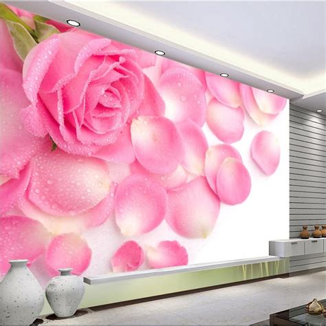 3d Wallpaper Home Decor Photo Background Pink Rose Petals