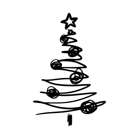 Premium Vector Christmas Tree In Doodle Style Hand Drawn Sketch Of A