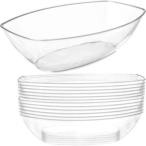 Prestee 12 Clear Plastic Serving Bowls For Parties 64 Oz Oval