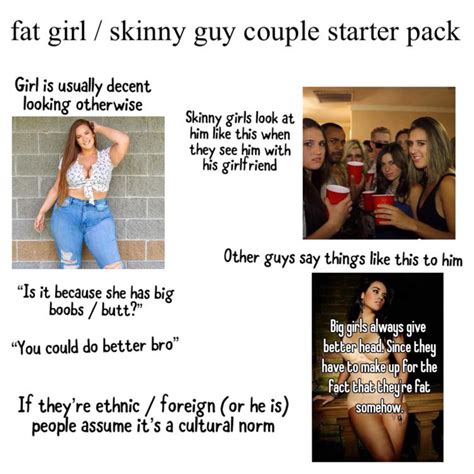 fat girl skinny guy couple starter pack r starterpacks