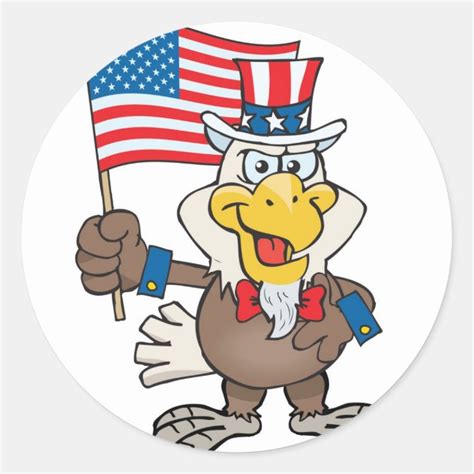 Uncle Sam 4th Of July Bald Eagle Classic Round Sticker