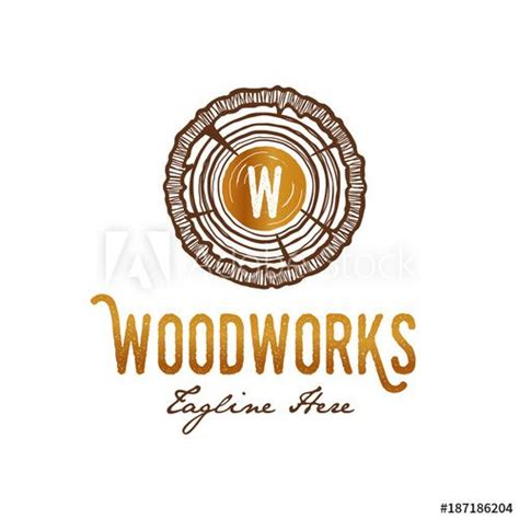 Wood Works Carpenter Logo With Growth Rings Classy Concept Detail Of