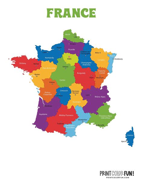 Maps Of France To Color Print Color Fun