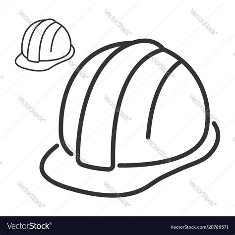 Construction Safety Helmet Line Style Icon Vector Image