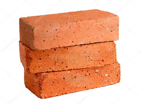Stack Of Old Red Bricks Isolated On White Background ⬇ Stock Photo