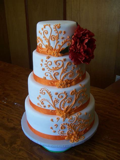 Orange Wedding Cake — Round Wedding Cakes Orange Wedding Cake Fall