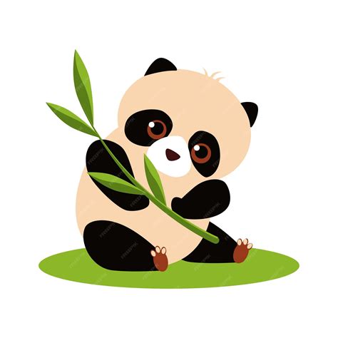 Premium Vector Vector Illustration Of A Little Cute Panda Eating