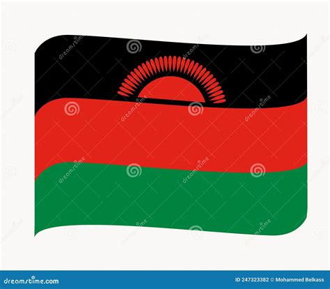 Malawi Flag National Africa Emblem Ribbon Icon Vector Stock