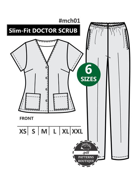 complete nurse scrubs pdf sewing pattern for women uniform etsy pdf sewing patterns sewing