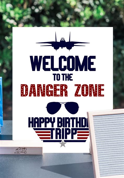 Printable Customizable Top Gun Party Happy Birthday Sign 16 X Etsy
