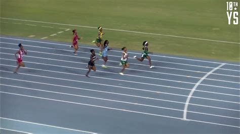 bahamas u14 100m girls finals carifta trials and national high school championships youtube