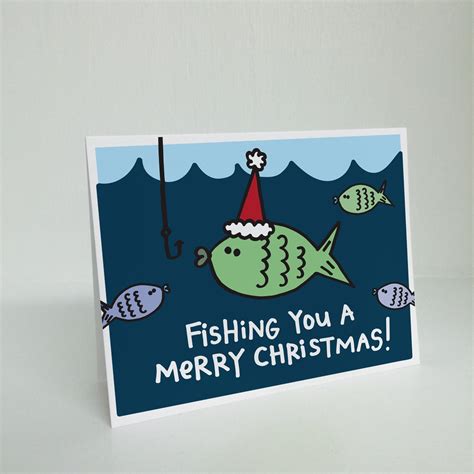 Fishing You A Merry Christmas Greeting Card Funny Christmas Etsy