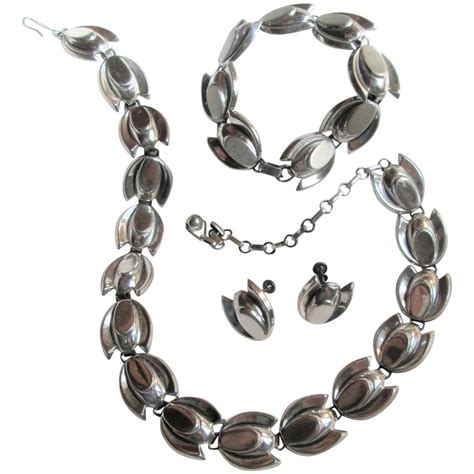 Renoir Sauteur Sterling Silver Tulip Bracelet Necklace Brooch Screw