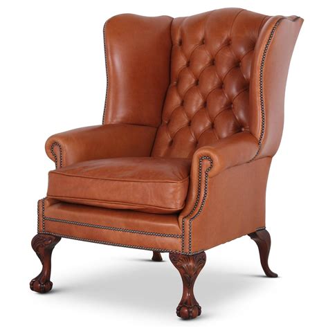 Coleridge Buttoned Tan Leather Wing Chair Leather Wing Chairs Ready To