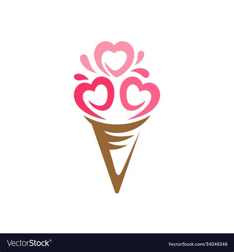 Love Ice Cream Logo Design Royalty Free Vector Image