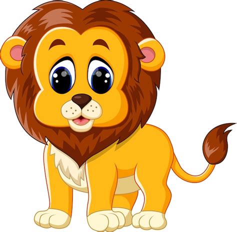 Illustration Of Cute Baby Lion Cartoon Premium Vector