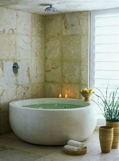 25 Rustic Stone Bathtub With Natural Accents Homemydesign