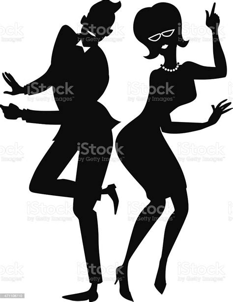 The Twist Couple Silhouette Stock Illustration Download Image Now