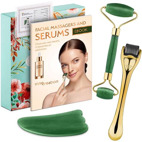 Buy In Derma Roller Jade Roller And Gua Sha Facial Tool Set With