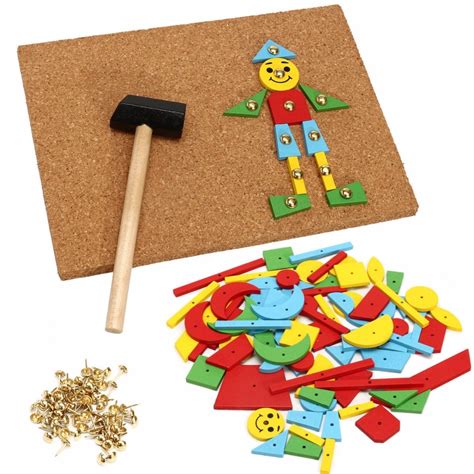 80pcs Children Wooden Toys Puzzle Hammer Nail Tap Tap Hammering Puzzle