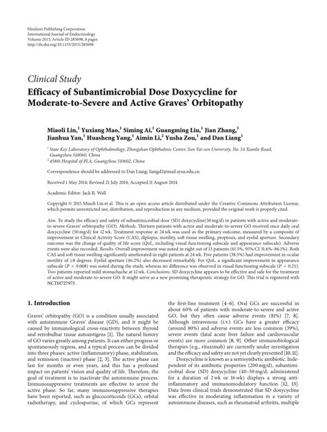 Pdf Efficacy Of Subantimicrobial Dose Doxycycline For Moderate To