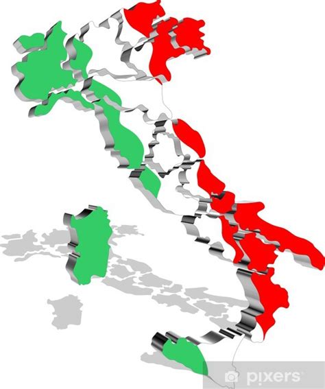 Adesivo Italia Mappa Tricolore 3d Italy Map Flag Vector Pixersit
