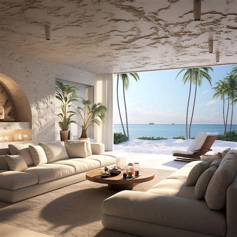 Premium Ai Image An Interior View Miami Beach House Designed With A