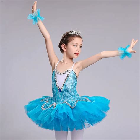 Sky Blue Professional Ballet Tutu For Girls Kids Sequin Ballet Tutu