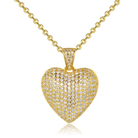Peermont Jewelry 18k Gold Plated Cubic Zirconia Heart Pendant Necklace