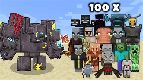 Mutant Netherite Golem Vs 100 Of Every Minecraft Mobs Minecraft Mob