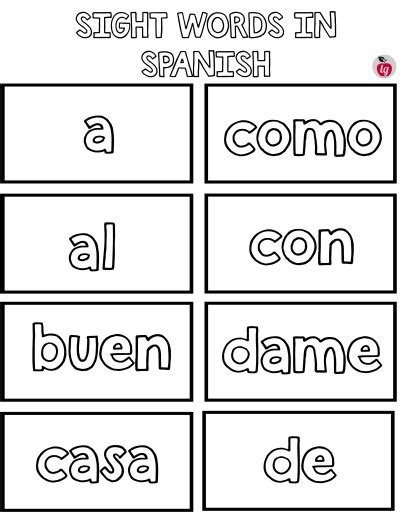 Practice Spanish Sight Words Free Printable Bingo Ladydeelg