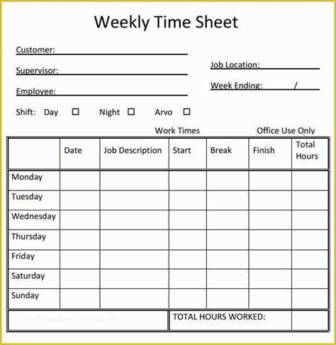 Construction Timesheet Template Free Of 15 Sample Weekly Timesheet