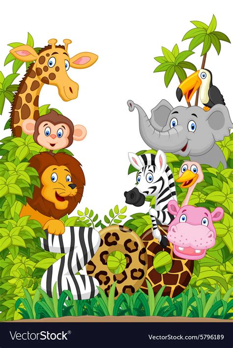 Cartoon Collection Happy Animal Of Zoo Royalty Free Vector