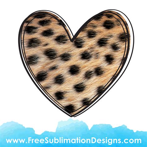 Free Sublimation Print Cheetah Fur Love Heart Sublimation Print Png