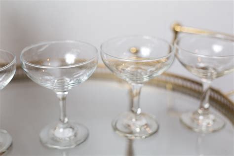 4 Champagne Coupe Glasses Luminarc 3 5oz Mid Century Modern Hollywood Regency Cocktail Glasses