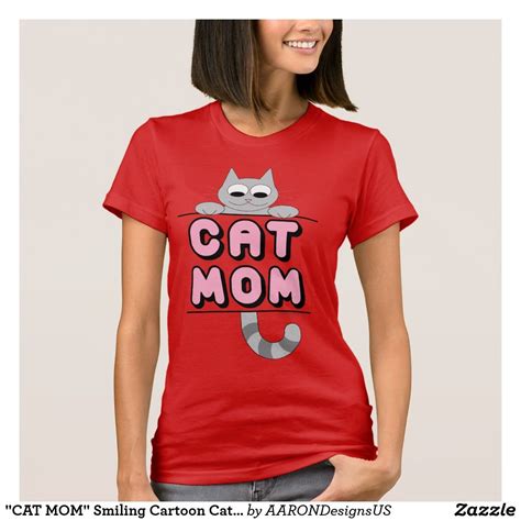 Cat Mom Smiling Cartoon Cat T Shirt Cat Tshirt Cat Mom Shirts Cartoon Cat