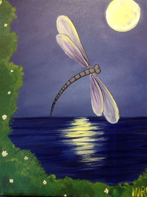 Moonlight Dragonfly Picassoandwine Canvas Painting Diy Dragonfly