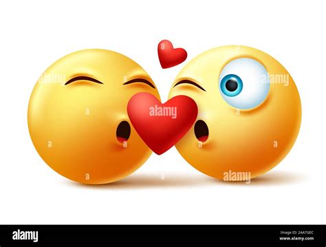 smileys emoticons oder emoji von paar küssen gesichter vector konzept valentines smiley emojis