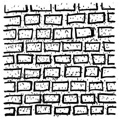 Simple Vector Hand Draw Sketch Brick Wall Isolated On White Stock