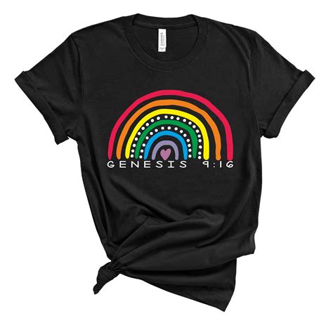 christian womans rainbow shirt bible verse shirt genesis etsy in 2021 rainbow shirt shirts