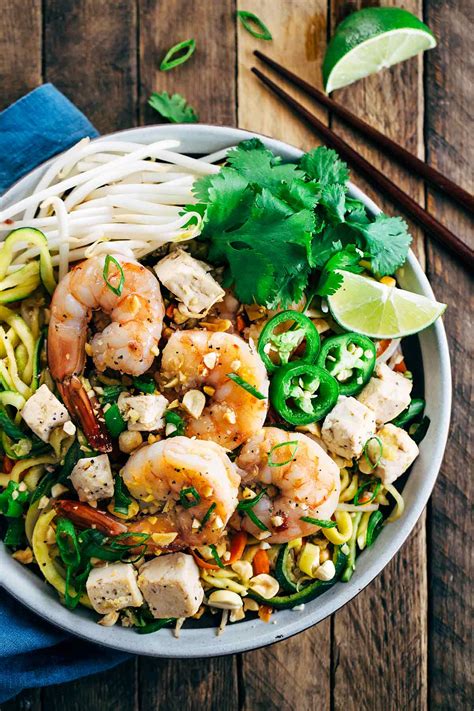 Shrimp Pad Thai Recipe With Spiralized Vegetable Noodles Jessica Gavin