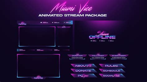 Neon Lights Retro Twitchmixer Streamer Package Twitch Overlay Custom