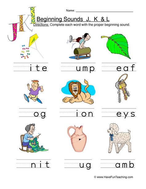 The Beginning Sounds Worksheet With Pictures And Words To Help Students