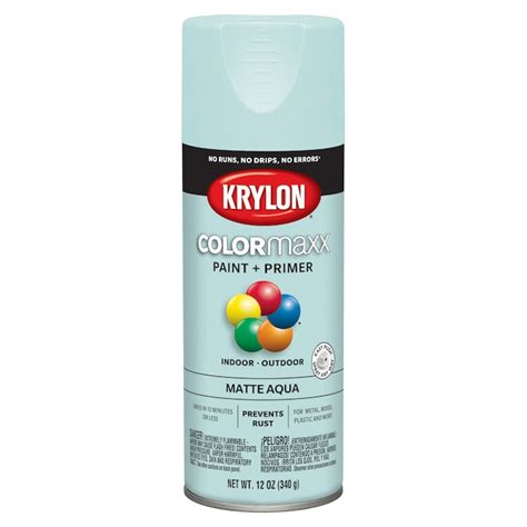 Krylon Colormaxx Matte Aqua Spray Paint And Primer In One Net Wt 12