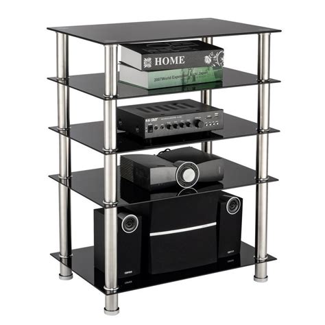 5 Tier Av Component Media Stand Stereo Cabinet Audio Video Tower